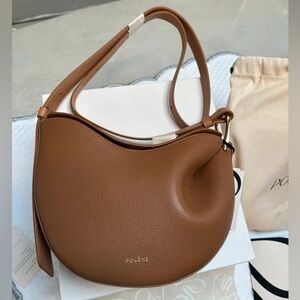 Polene Brown Crescent Leather Crossbody